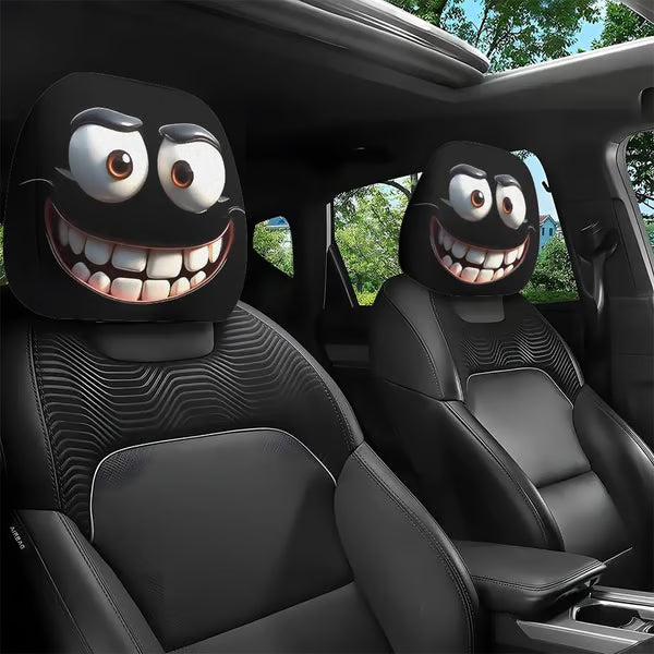 😆 Funny Cartoon Car Headrest Covers – 2PCS Universal Fit 🚗