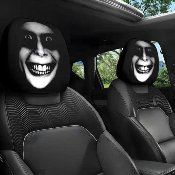 😆 Funny Cartoon Car Headrest Covers – 2PCS Universal Fit 🚗
