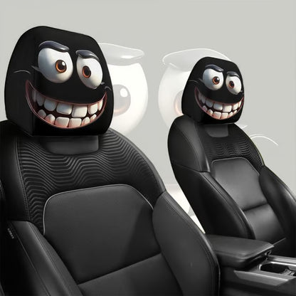 😆 Funny Cartoon Car Headrest Covers – 2PCS Universal Fit 🚗