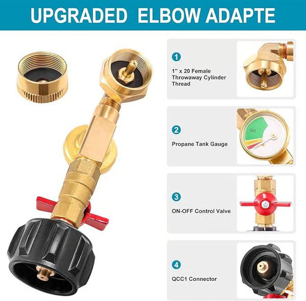 ✨This Week's Special Price💥 Top-Rated Propane Refill Elbow Adapter with Tank Gauge
