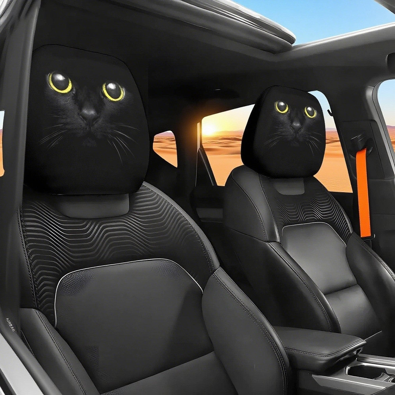 😆 Funny Cartoon Car Headrest Covers – 2PCS Universal Fit 🚗