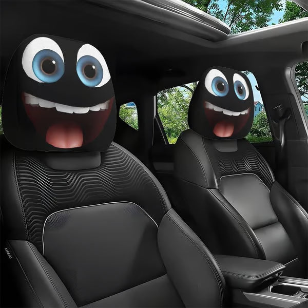 😆 Funny Cartoon Car Headrest Covers – 2PCS Universal Fit 🚗